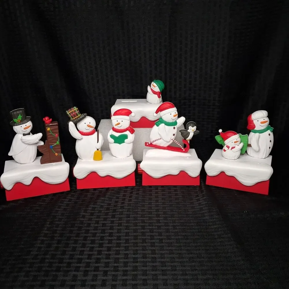 Hallmark 2018 Snow Many Memories Snowman Set of 4 w/Music & Motion Tested *VIDEO